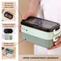 Bento Lunch Box With Mobile Holder Green 1050ml