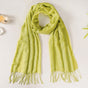 Solid Green Ladies Scarf With Fringes