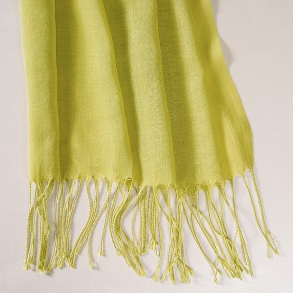Solid Green Ladies Scarf With Fringes