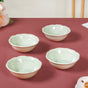 Vintage Floral Round Ceramic Bowl Set Of 4 Light Green 150ml - Snack bowls, ceramic bowls, white bowls, dessert bowls, icecream bowls