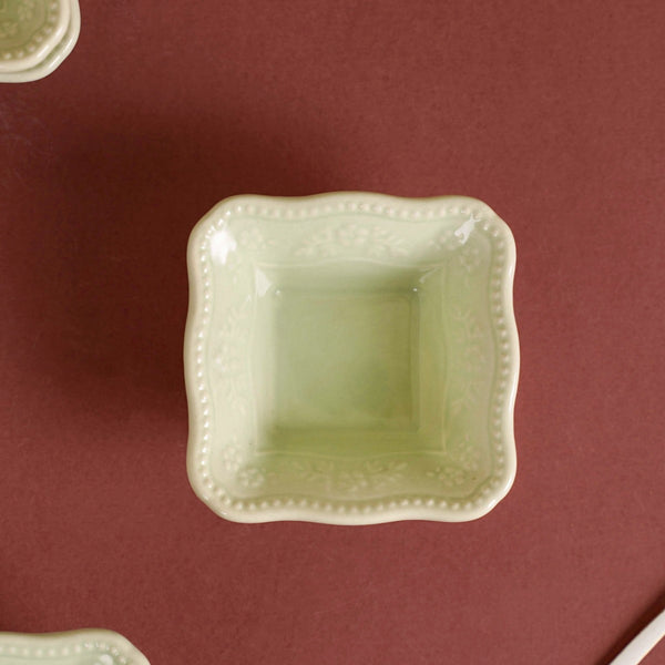 Mint Green Wavy Rim Square Dip Bowl Set Of 6 60ml