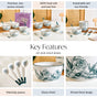Green And White Ceramic Rose Bowl With Spoon Set Of 4 400ml