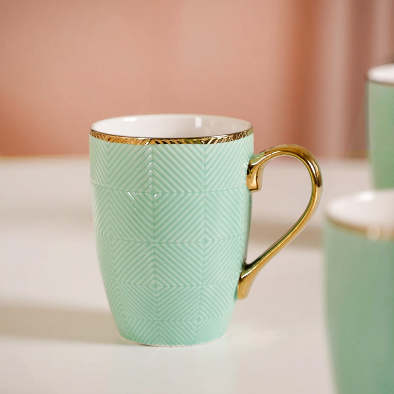 Set of 6 Green Ceramic Cup For Coffee 330ml - Coffee mugs, coffee mug set, ceramic coffee mugs, tea cup set, tea cups, tea cup set of 6