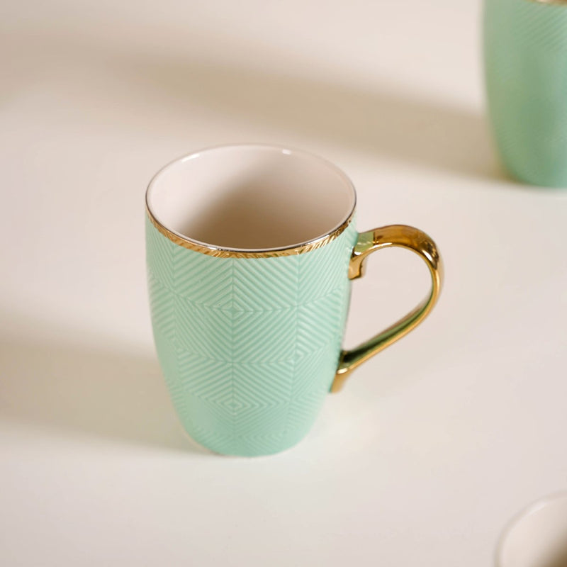 Set of 6 Green Ceramic Cup For Coffee 330ml - Coffee mugs, coffee mug set, ceramic coffee mugs, tea cup set, tea cups, tea cup set of 6