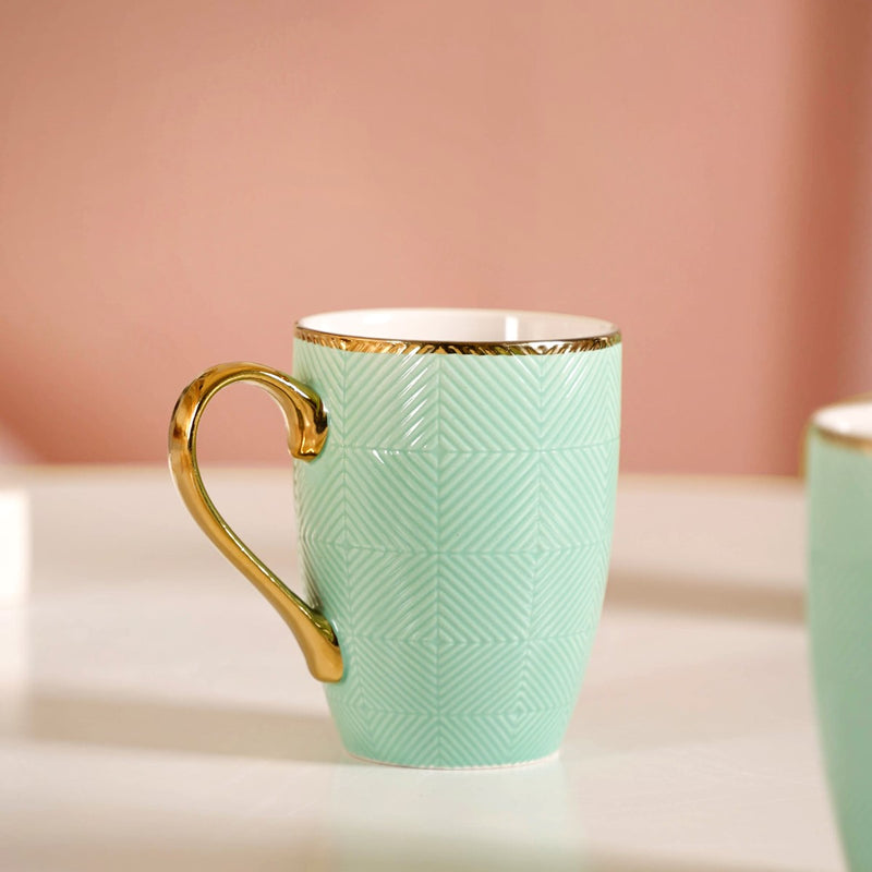 Set of 6 Green Ceramic Cup For Coffee 330ml - Coffee mugs, coffee mug set, ceramic coffee mugs, tea cup set, tea cups, tea cup set of 6