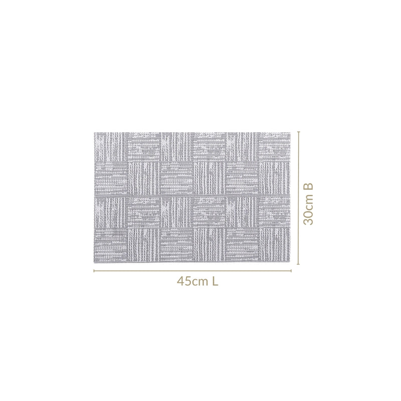 Basket Weave Grey Dinner Table Mats Set Of 6