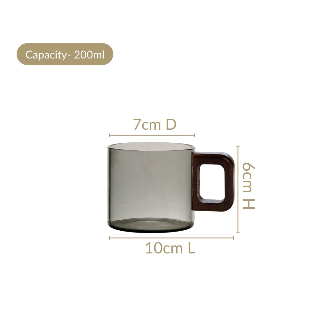 Black Tinted Cups With Wooden Handle Set Of 4 200ml Online