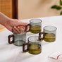 Grey Fusion Cups With Wooden Handle Set Of 4 200ml