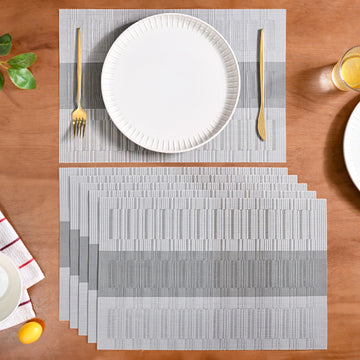 Grey Toned And Textured Mat Set Of 6