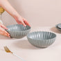 Set Of 2 Large Serving Bowls Scallop Grey 1000ml - Serving bowls, ceramic serving bowls, serving bowls set, large bowls ceramic bowls