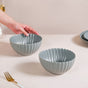 Set Of 2 Scallop Serving Bowls Small Grey 800ml - Serving bowls, ceramic serving bowls, serving bowls set, big snack bowls, large bowls, ceramic bowls