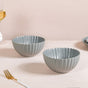 Set Of 2 Scallop Serving Bowls Small Grey 800ml - Serving bowls, ceramic serving bowls, serving bowls set, big snack bowls, large bowls, ceramic bowls