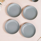 Set Of 4 Solid Grey Scallop Snack Plates 8 Inch