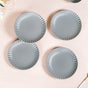 Set Of 4 Solid Grey Scallop Snack Plates 8 Inch - Snack plates, small plates, ceramic snack plates, side plates, snack plates set