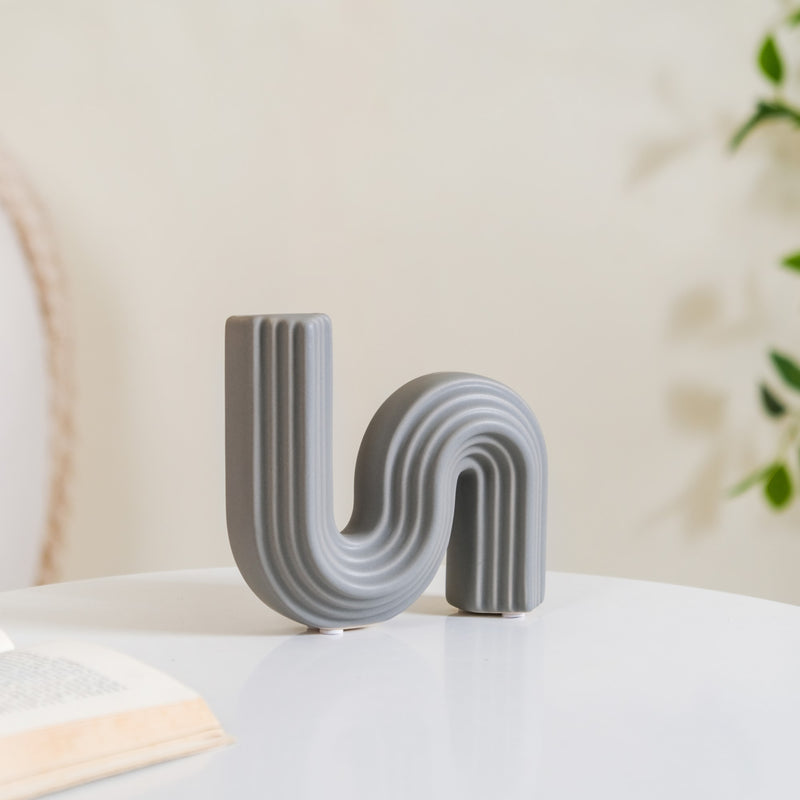 Nordic Wavy Ceramic Vase Grey