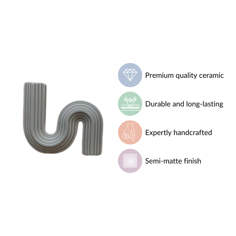 Nordic Wavy Ceramic Vase Grey