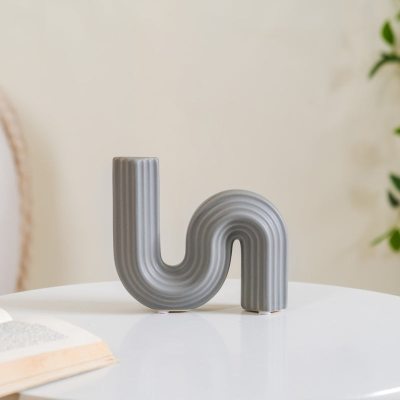 Nordic Wavy Ceramic Vase Grey