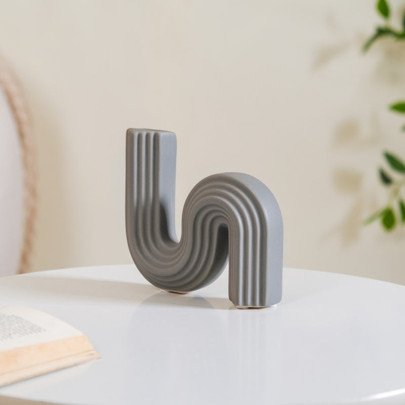 Nordic Wavy Ceramic Vase Grey