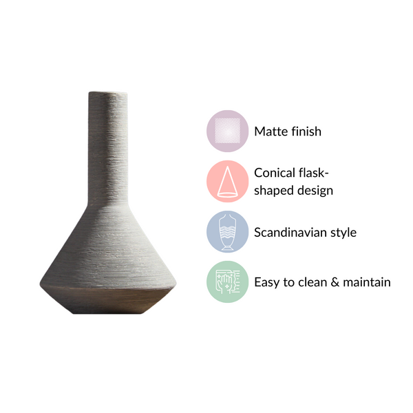 Brushed Texture Scandinavian Vase Grey