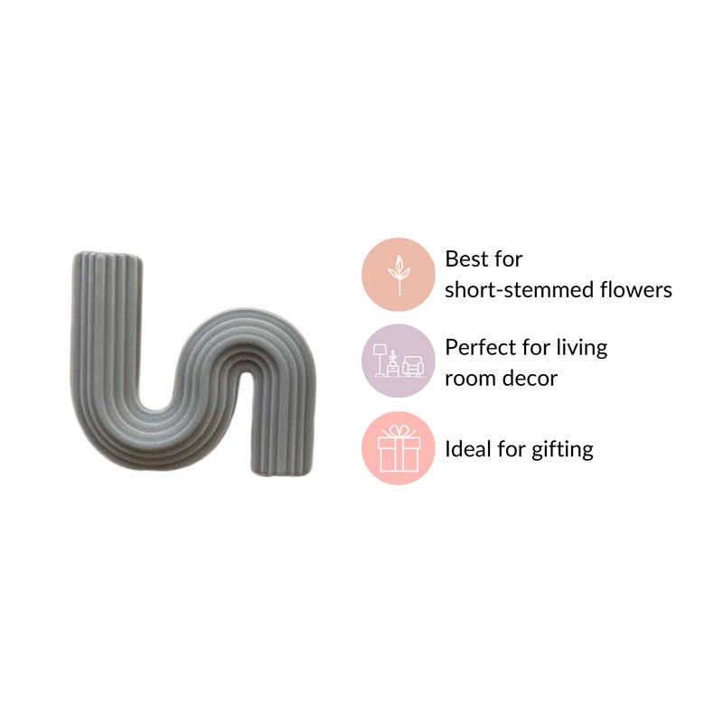 Nordic Wavy Ceramic Vase Grey