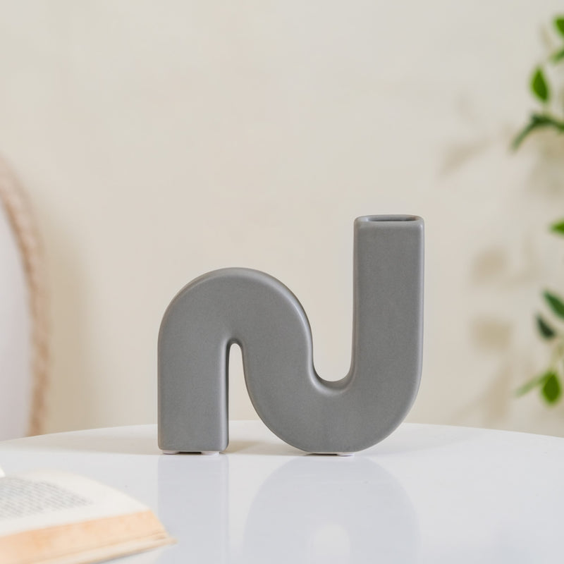 Nordic Wavy Ceramic Vase Grey