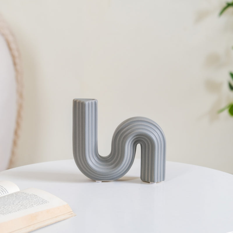 Nordic Wavy Ceramic Vase Grey