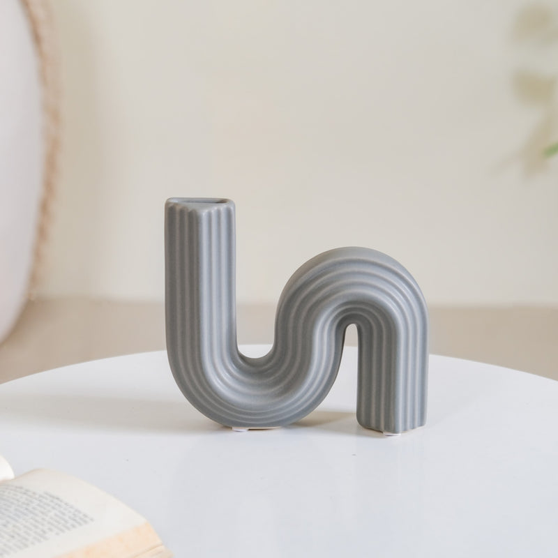 Nordic Wavy Ceramic Vase Grey