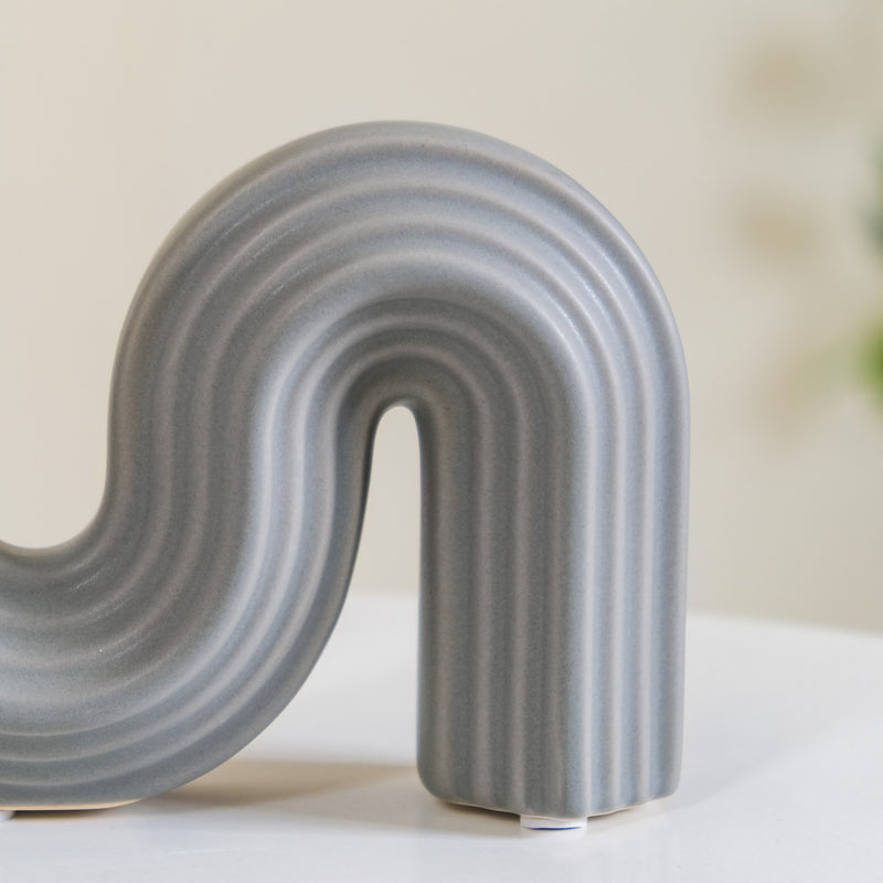 Nordic Wavy Ceramic Vase Grey
