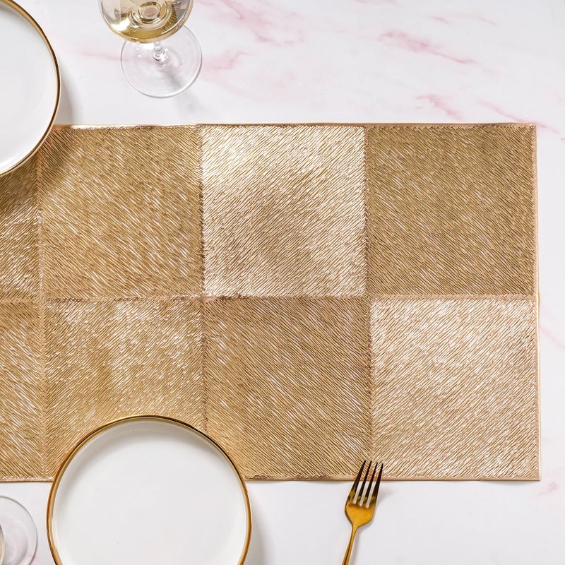 Grid Dining Table Runner Gold 92x35cm