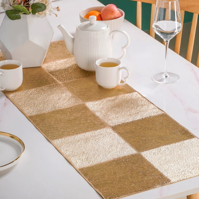 Grid Dining Table Runner Gold 92x35cm