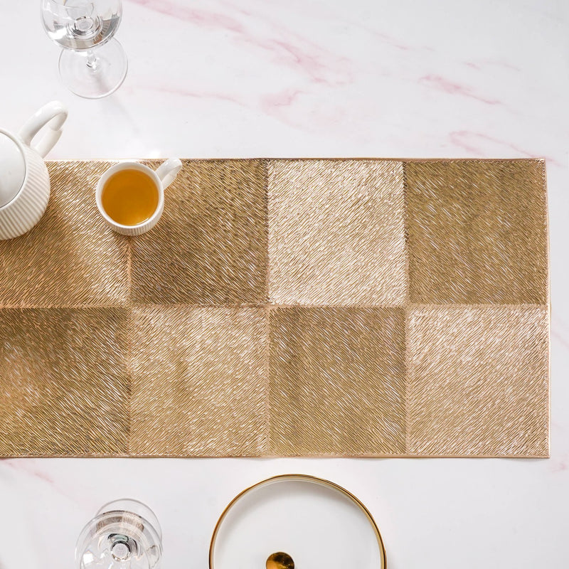 Grid Dining Table Runner Gold 92x35cm