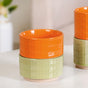 Gridstone Ceramic Cup and Bowl Set Of 4 In Yellow And Green