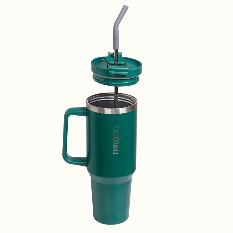 GripSip 40 Insulated Tumbler Bottle With Side Handle Emerald Isle 1200ml