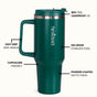 GripSip 40 Insulated Tumbler Bottle With Side Handle Emerald Isle 1200ml