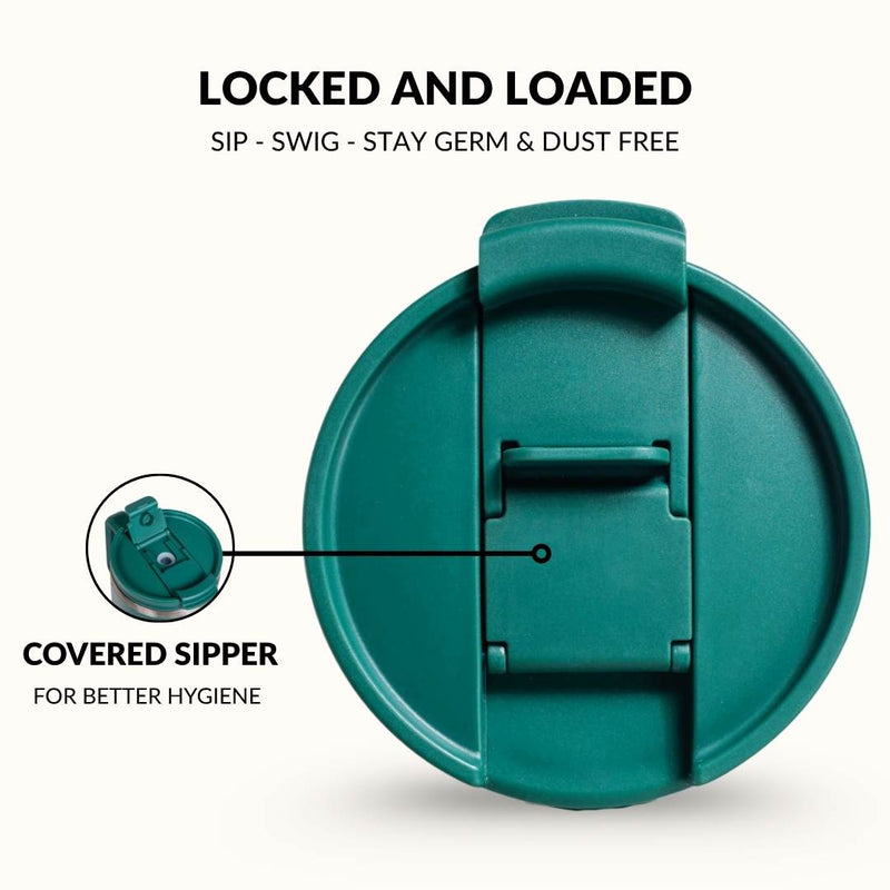 GripSip 40 Insulated Tumbler Bottle With Side Handle Emerald Isle 1200ml