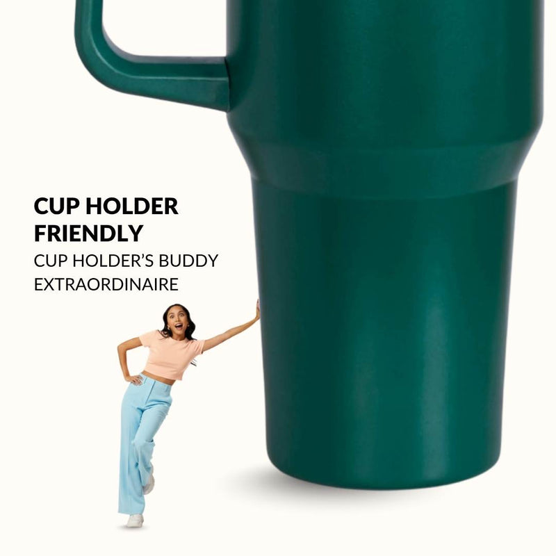 GripSip 40 Insulated Tumbler Bottle With Side Handle Emerald Isle 1200ml