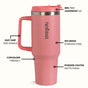 GripSip 40 Insulated Tumbler Bottle With Side Handle Living Coral Pop 1200ml