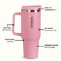 GripSip 40 Insulated Tumbler Bottle With Side Handle Tropical Pink 1200ml