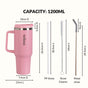 GripSip 40 Insulated Tumbler Bottle With Side Handle Tropical Pink 1200ml