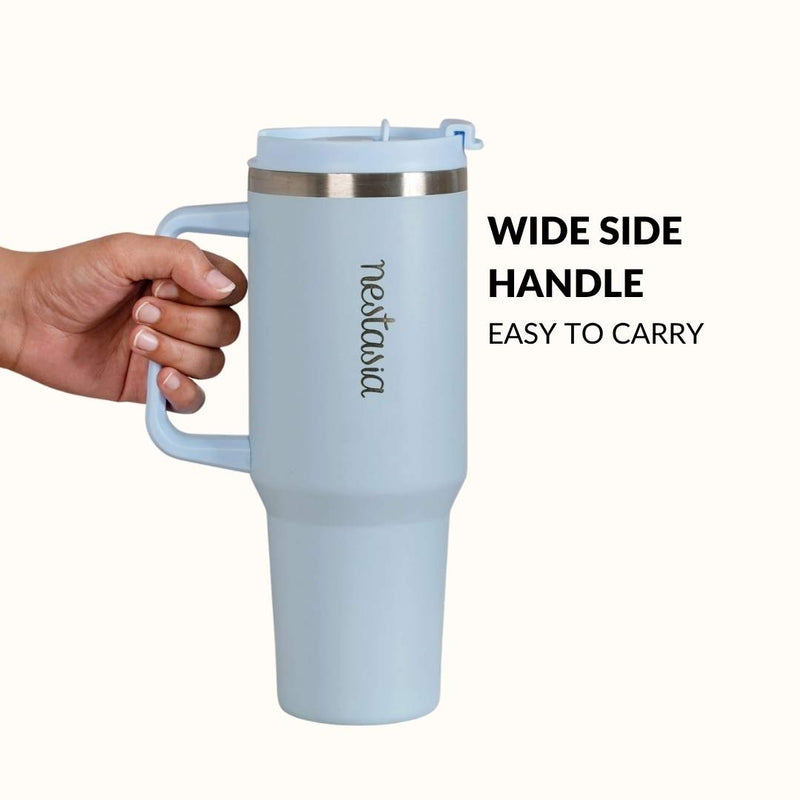 GripSip 40 Insulated Tumbler Bottle With Side Handle Baby Blue Jay 1200ml