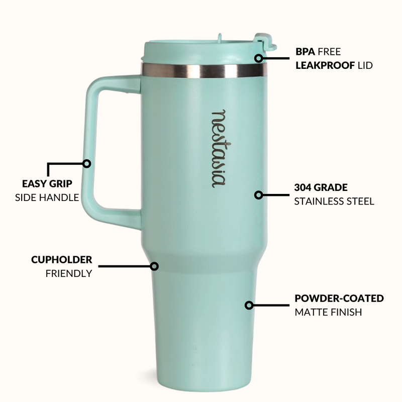 GripSip 40 Insulated Tumbler Bottle With Side Handle Coastal Malibu 1200ml