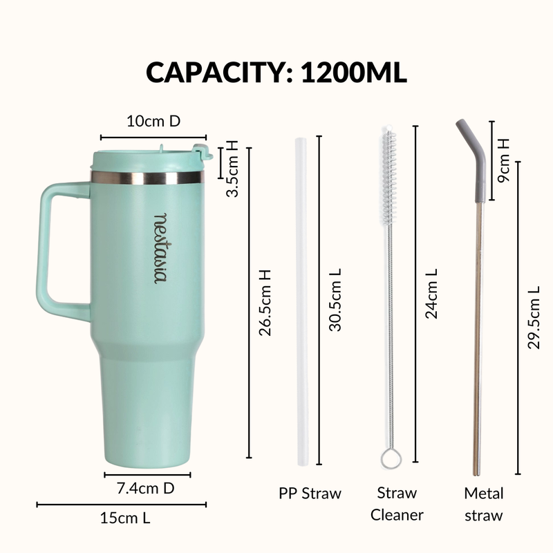 GripSip 40 Insulated Tumbler Bottle With Side Handle Coastal Malibu 1200ml