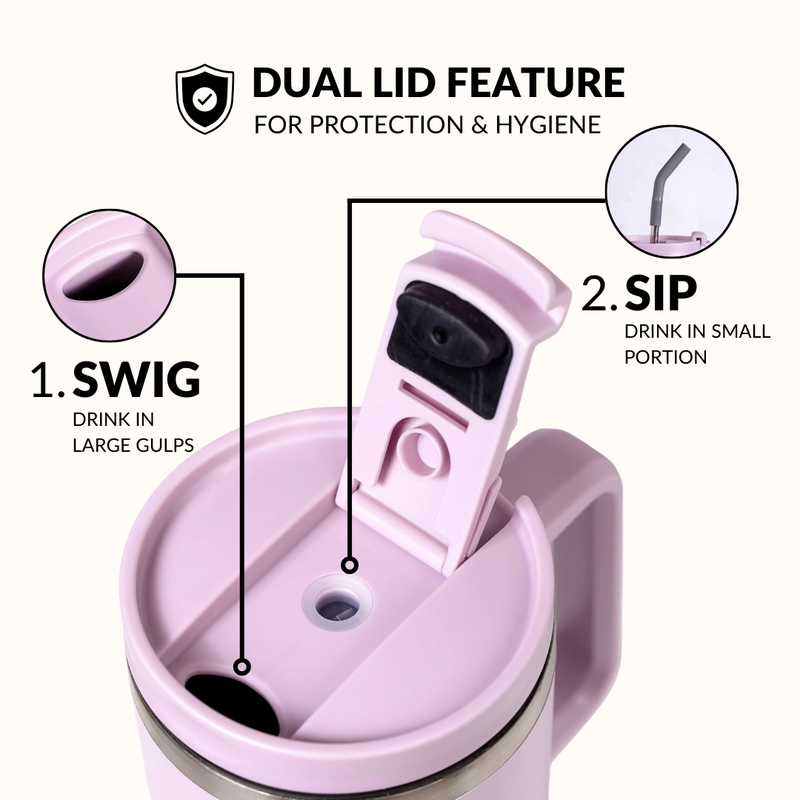 GripSip 40 Insulated Tumbler With Side Handle Lilac Haze 1200ml