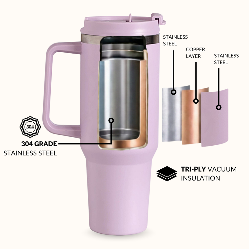 GripSip 40 Insulated Tumbler With Side Handle Lilac Haze 1200ml