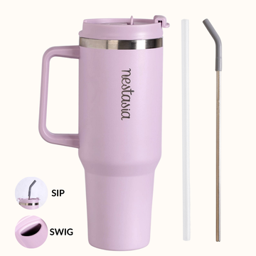GripSip 40 Insulated Tumbler With Side Handle Lilac Haze 1200ml