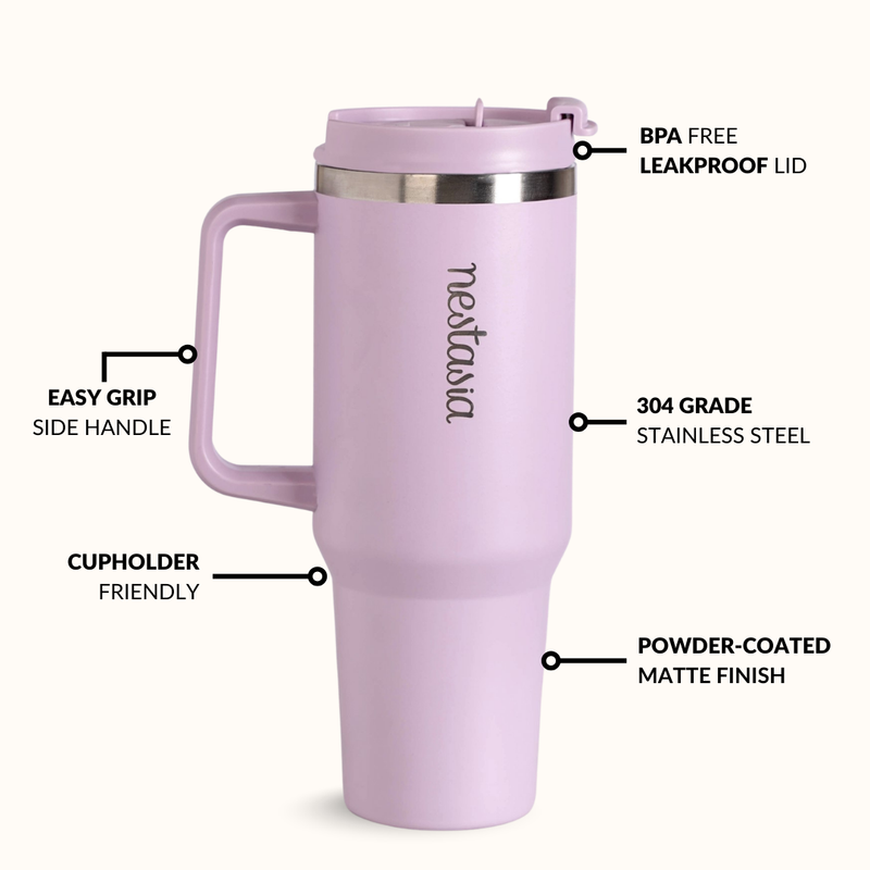 GripSip 40 Insulated Tumbler With Side Handle Lilac Haze 1200ml