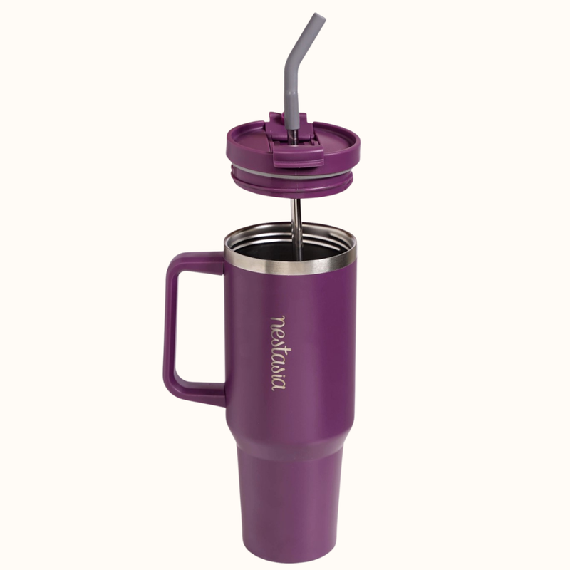GripSip 40 Insulated Tumbler With Side Handle Plum Party Mauve 1200ml