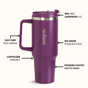 GripSip 40 Insulated Tumbler With Side Handle Plum Party Mauve 1200ml