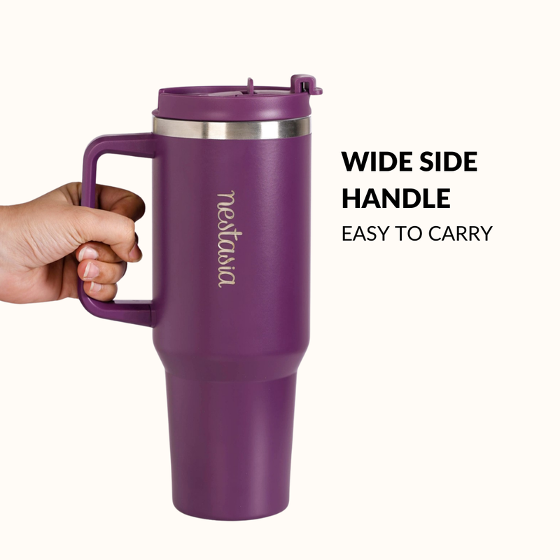 GripSip 40 Insulated Tumbler With Side Handle Plum Party Mauve 1200ml