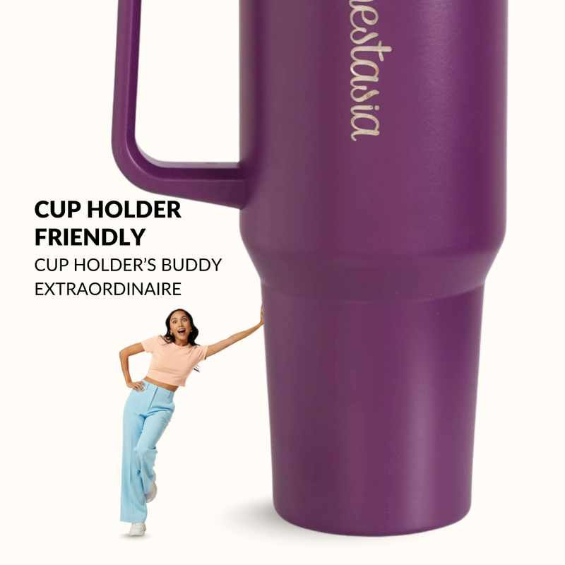 GripSip 40 Insulated Tumbler With Side Handle Plum Party Mauve 1200ml